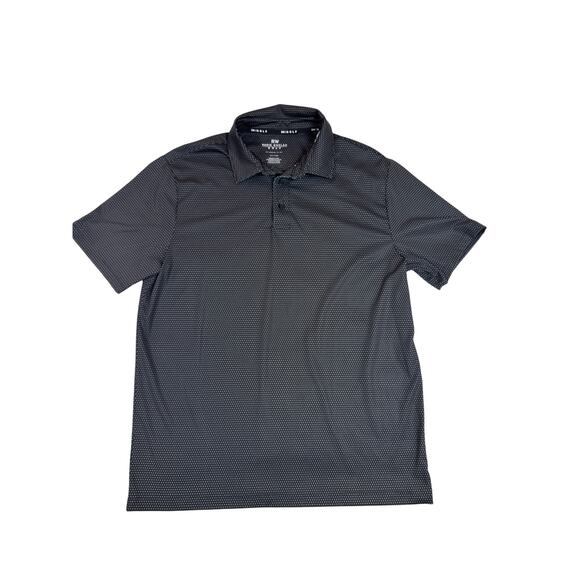 RW Rorie Whelan Golf Men’s Shirt Polo Polka Dots Casual Black White Large - Picture 1 of 8